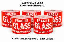 Shipping Labels- 3X5 Fragile Glass 500 labels per roll, 1-12 Rolls picture