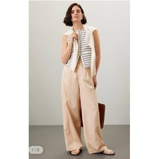 Madewell The Harlow Wide-Leg Pant Beige Tan Size 10 High Rise Pleated picture