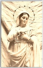 1936 RPPC Virgin Mary Statue Guadalajara Mexico Religious Postcard picture