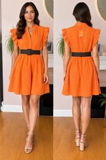 BNWT Made in Italy orange cotton  Dress One Size fits 10 12 14 16 picture