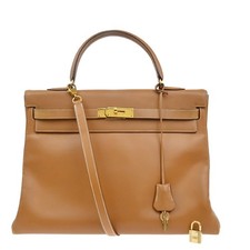 HERMES Kelly 35 2Way Shoulder Hand Bag Chamonix Leather Brown Vintage 247RF960 picture