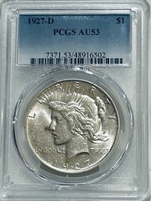 1927 D Peace Silver Dollar PCGS AU53 Tougher Date Peace picture