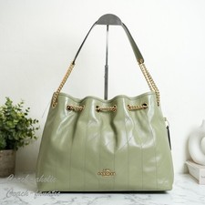 Coach CDR00 Evelyn Shoulder Bag With Quilting In Leather/Gold/Pistachio NWT picture