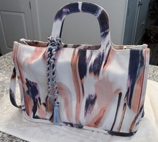Vince Camuto Tote Amia Blooming Brushstroke Watercolor Canvas Handbag Purse Bag picture