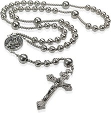 WWI Military Replica Rosary Beads Catholic, Stainless Steel picture