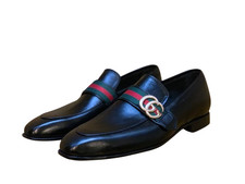 Handmade Black Genuine Leather Loafers Dress Office Slip On Formal Shoes For Men picture