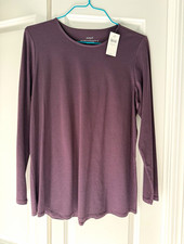 J. Jill Rum Raisin Cotton-Spandex Stretch Crew Neck Long Sleeve Tee Women’s L picture
