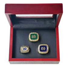 3PCS Notre Dame Fighting Irish Ring set W Wooden Box /1973 1977 1988 picture