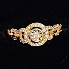 10K White Gold Natural Diamond Halo Ring .25 CTW Round Center Size 6 picture