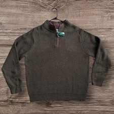 NWT LL Bean Waterfowl Merino Wool Sweater Green Forest Shadow Heather Men’s LG picture