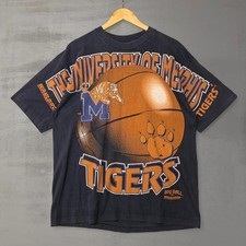 Vintage Wauldron University of Memphis State Tigers Shirt AOP Blue Big Ball XL picture