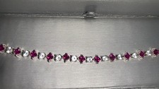 Zales Alternating Princess-Cut Lab-Created Ruby and White Sapphire Line Bracelet picture