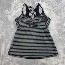 Prana Filament Tank Top Women's Size Small Gray Striped Shelf Bra Athleisure picture
