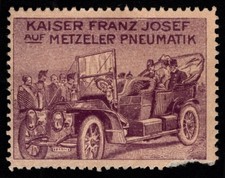 Vintage Germany Poster Stamp Emperor Franz Joseph On Metzeler Pneumatic Tires picture