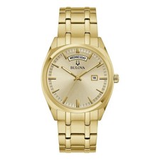 Bulova Surveyor 97C115 Gold Stainless Steel Mens Classic Presidential 40mm Watch picture