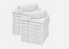 Wash cloth 100% Cotton 12x12 Baby Soft Fabric White Extra Absorbent pack of 24. picture