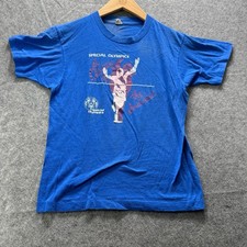 Vintage Screen Stars Shirt Mens M Blue Special Olympics Graphic Tee 90s Running picture
