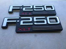 For NEW 92-96 F250 XLT Fender Emblem 2pc Nameplate Badge OEM RH LH Side Badge picture