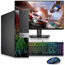 Dell RGB Gaming PC i5-7th 32GB RAM 1TB SSD 1TB HDD AMD RX-550 24” LED RGBK&M W11 picture