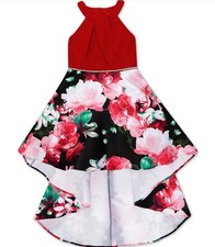 Speechless Kids Big Girls Floral Halter Neck Hi-Low Dress, Size 16 picture