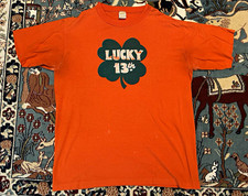 70s Vintage Single Stitch Sportswear Lucky 13th Shamrock Orange Shirt Men’s L picture