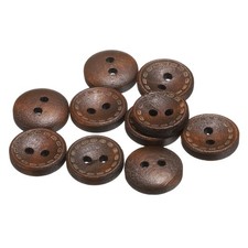 10pcs Wooden Sewing Button 13mm 2 Holes Round Craft Clothing Button Medium Brown picture