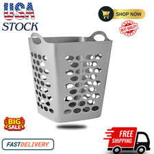 mainstays flexible square laundry Hamper, Soft silver plastic...... picture