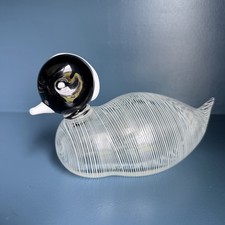 Vintage Murano Striped Italian Art Ribbon Glass Duck Bird Pomono Signed picture