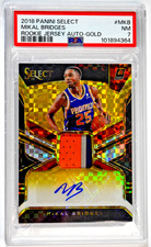 2018 Panini Select Mikal Bridges RC Rookie Patch Auto Gold /10 SSP PSA 7 Knicks picture