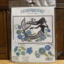 Design Works Zenbroidery Mermaid Silhouette Felt Applique Embroidery Kit 11x16 picture