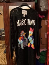 H&M Moschino Collaboration Black Mesh Sweater/Shirt With Donald & Daisy Sz Small picture