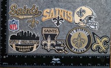 LOT OF 8 NEW ORLEANS SAINTS IRON ON EMBROIDERED PATCHES EVERYTHING IN PHOTO picture