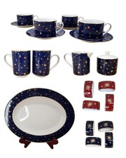 Vintage Sakura Galaxy Holiday Dinnerware Pieces 14K Gold Stars picture