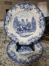 Set of 4 Vintage Johnson Brothers Coaching Scene Dinner Plates 10 in. Blue picture