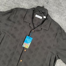 Caribbean Shirt Mens Large Black Short Sleeve Button Up Casual Beach New picture