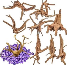 8 Pieces Natural Driftwood for Aquarium Decor, Assorted Sinkable Spider Wood, Re picture