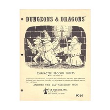 TSR Basic D&D  Character Record Sheets (1979 Pad Ed w/1977 Copyright Dat Bag VG picture