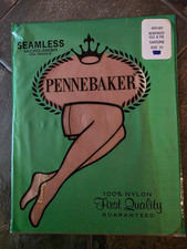 Vintage NIP Pennebaker Seamless RH RT Micro-Mesh Stockings Tantone Size 10X34 picture