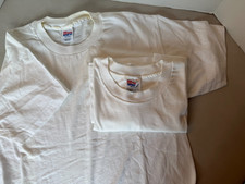 (2) Vtg 90s Hanes Blank White T Shirt Large (42-44) Deadstock NEW 100% Cotton picture