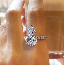 Teardrop Ring 2.30CT Simulated Diamond Sparkle Wedding Ring 925 Silver Plated picture