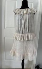 Vintage 1920's Swiss Cotton Loose Flapper Dress with Flounces S/M picture