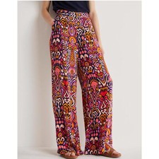 Boden Grace Crinkle Wide Leg Pull On Pants Size 10 Floral 70s Hippie Boho picture