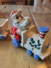 Vintage Christmas Lipper & Mann MCM Kitschy Santa Train With 2 Train Cars picture