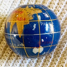 VINTAGE 18 mm GOLD LAPIS INLAY GLOBE GEMSTONE GLOBE BEAD ALEXANDER KALIFANO picture