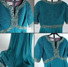 NWT Vintage Victor Costa Emerald Green Chiffon Gown 8 Whimsigoth Prom Dress picture