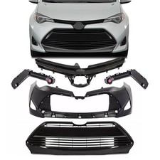5Pcs Front Bumper Cover+Upper Lower Grill For 2017-19 Toyota Corolla L LE XLE CE picture