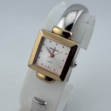 VTG Peugeot Japan Quartz Watch Women Dual Tone Square Cuff Bracelet New Battery picture