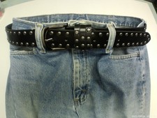 Belt Studded Riveted Black Punk Gothic Grunge Length 42