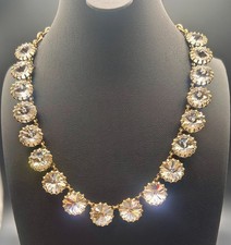 J Crew Rhinestone Brulee Rivoli Gold Tone Statement Necklace Anna Wintour Style picture