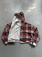 Y2K Reversible Plaid Zip Hoodie Men’s Oversized Streetwear Jacket Unisex picture